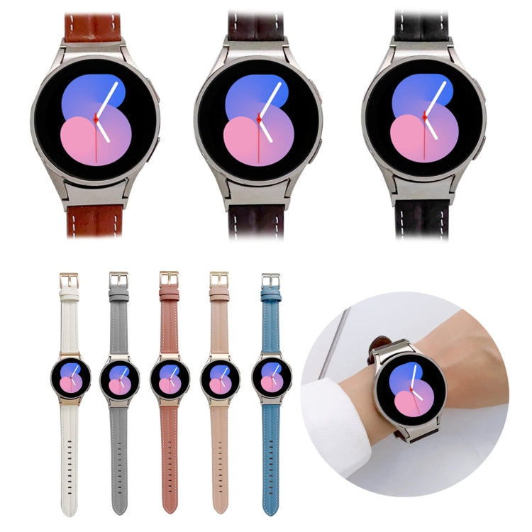 Grooved Genuine Leather Watch Band