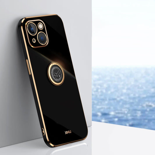 XINLI Straight Edge 6D Electroplate TPU Phone Case with Ring Holder, For iPhone 14, For iPhone 14 Plus, For iPhone 14 Pro, For iPhone 14 Pro Max, For iPhone 13, For iPhone 13 mini