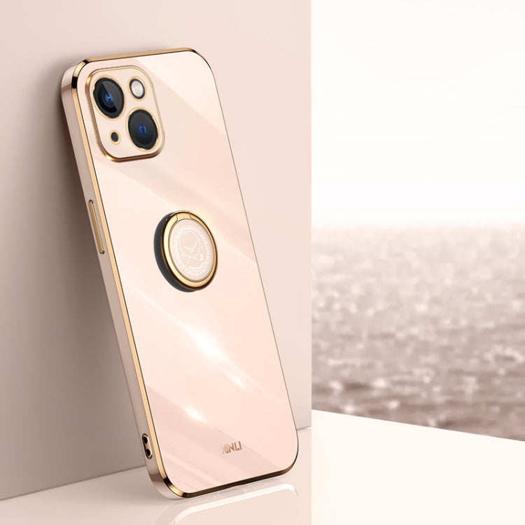 XINLI Straight Edge 6D Electroplate TPU Phone Case with Ring Holder, For iPhone 14, For iPhone 14 Plus, For iPhone 14 Pro, For iPhone 14 Pro Max, For iPhone 13, For iPhone 13 mini