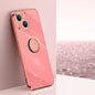 XINLI Straight Edge 6D Electroplate TPU Phone Case with Ring Holder, For iPhone 14, For iPhone 14 Plus, For iPhone 14 Pro, For iPhone 14 Pro Max, For iPhone 13, For iPhone 13 mini
