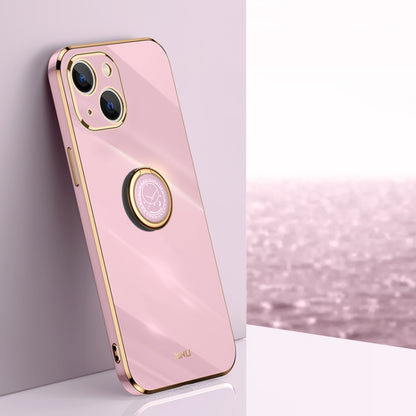 XINLI Straight Edge 6D Electroplate TPU Phone Case with Ring Holder, For iPhone 14, For iPhone 14 Plus, For iPhone 14 Pro, For iPhone 14 Pro Max, For iPhone 13, For iPhone 13 mini