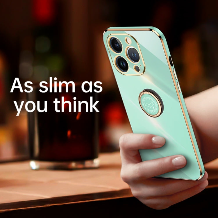 XINLI Straight Edge 6D Electroplate TPU Phone Case with Ring Holder, For iPhone 13 Pro, For iPhone 13 Pro Max