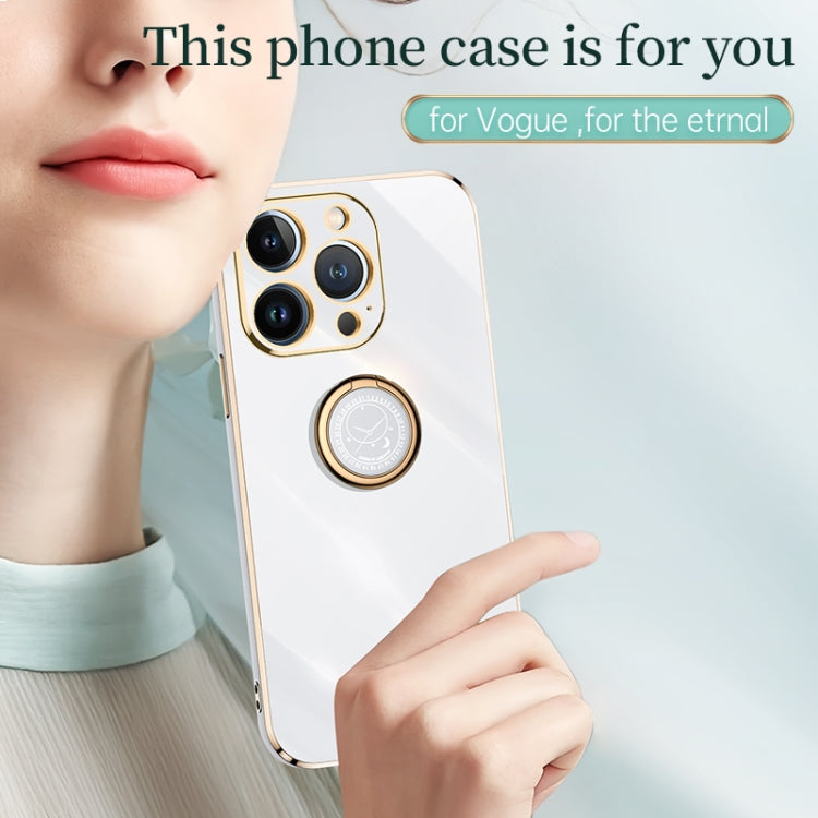 XINLI Straight Edge 6D Electroplate TPU Phone Case with Ring Holder, For iPhone 13 Pro, For iPhone 13 Pro Max