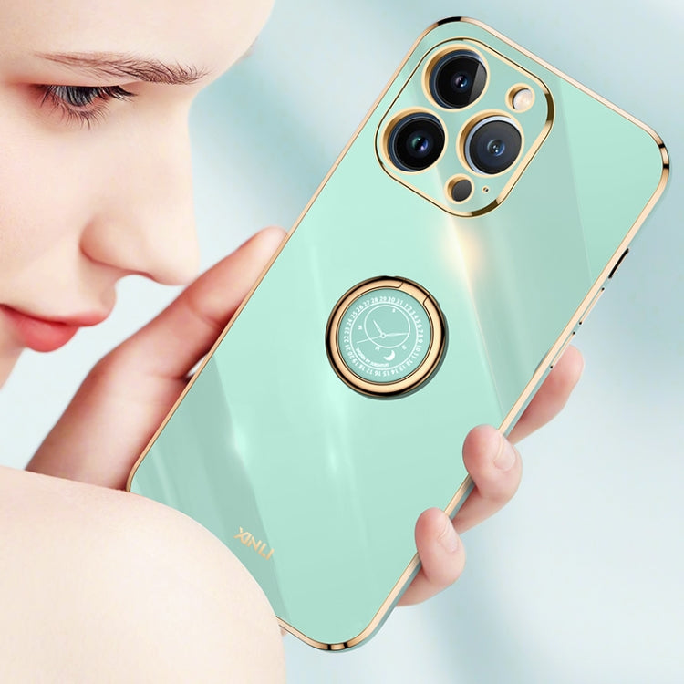XINLI Straight Edge 6D Electroplate TPU Phone Case with Ring Holder, For iPhone 13 Pro, For iPhone 13 Pro Max