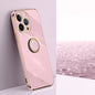XINLI Straight Edge 6D Electroplate TPU Phone Case with Ring Holder, For iPhone 13 Pro, For iPhone 13 Pro Max