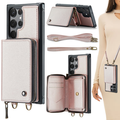 For Samsung Galaxy S23 Ultra 5G JEEHOOD C22 Series Zipper Wallet Leather Phone Case with Dual Lanyard, For Samsung Galaxy S23 Ultra 5G