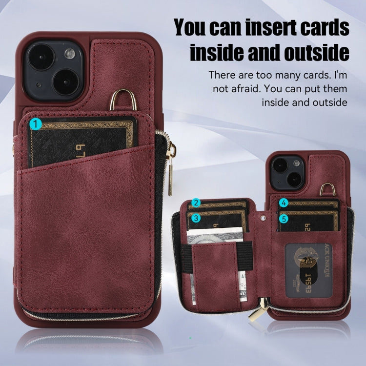 Zipper Card Bag Back Cover Phone Case, For iPhone 14, For iPhone 14 Plus, For iPhone 14 Pro, For iPhone 14 Pro Max, For iPhone 13, For iPhone 13 Pro, For iPhone 13 Pro Max, For iPhone 12