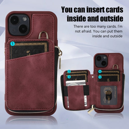 Zipper Card Bag Back Cover Phone Case, For iPhone 14, For iPhone 14 Plus, For iPhone 14 Pro, For iPhone 14 Pro Max, For iPhone 13, For iPhone 13 Pro, For iPhone 13 Pro Max, For iPhone 12