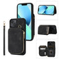 Zipper Card Bag Back Cover Phone Case, For iPhone 14, For iPhone 14 Plus, For iPhone 14 Pro, For iPhone 14 Pro Max, For iPhone 13, For iPhone 13 Pro, For iPhone 13 Pro Max, For iPhone 12