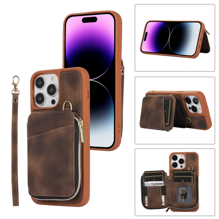 Zipper Card Bag Back Cover Phone Case, For iPhone 14, For iPhone 14 Plus, For iPhone 14 Pro, For iPhone 14 Pro Max, For iPhone 13, For iPhone 13 Pro, For iPhone 13 Pro Max, For iPhone 12
