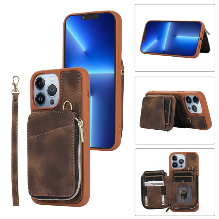 Zipper Card Bag Back Cover Phone Case, For iPhone 14, For iPhone 14 Plus, For iPhone 14 Pro, For iPhone 14 Pro Max, For iPhone 13, For iPhone 13 Pro, For iPhone 13 Pro Max, For iPhone 12