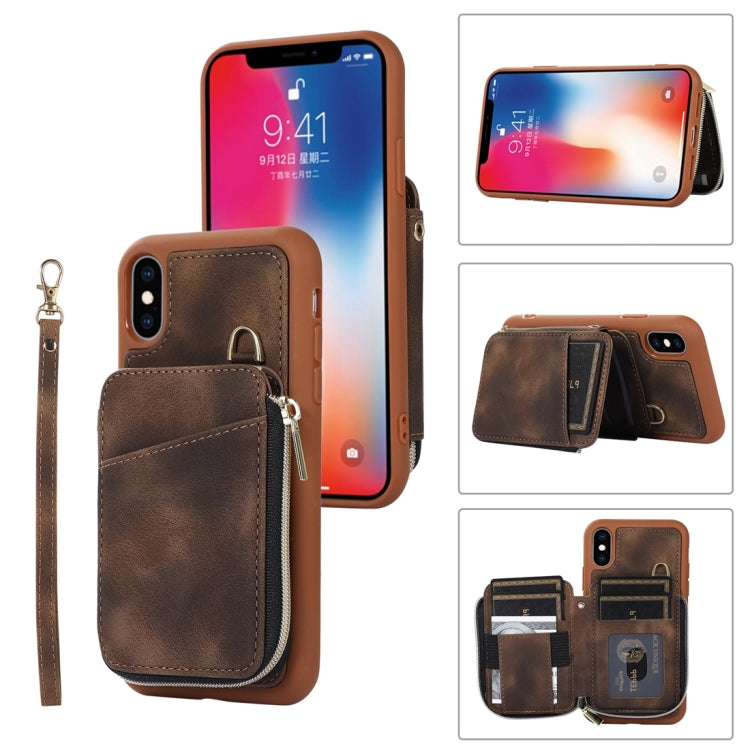 Zipper Card Bag Back Cover Phone Case, For iPhone 12 Pro, For iPhone 12 Pro Max, For iPhone 11, For iPhone 11 Pro, For iPhone 11 Pro Max, For iPhone X / XS, For iPhone XR, For iPhone XS Max