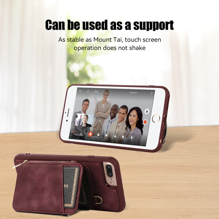 Zipper Card Bag Back Cover Phone Case, For iPhone SE 2022 / 2020 / 8 / 7, For iPhone 8 Plus / 7 Plus
