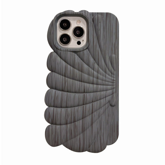 Wood Grain Shell Shape TPU Phone Case, For iPhone 14, For iPhone 14 Plus, For iPhone 14 Pro, For iPhone 14 Pro Max, For iPhone 13, For iPhone 13 Pro, For iPhone 13 Pro Max, For iPhone 12
