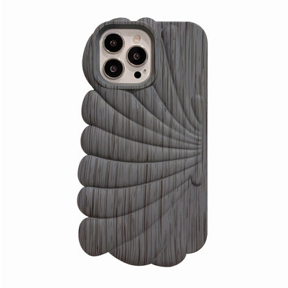 Wood Grain Shell Shape TPU Phone Case, For iPhone 14, For iPhone 14 Plus, For iPhone 14 Pro, For iPhone 14 Pro Max, For iPhone 13, For iPhone 13 Pro, For iPhone 13 Pro Max, For iPhone 12