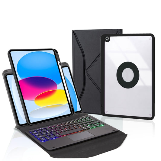 Z10B-AS Pen Slot Touchpad Backlight Bluetooth Keyboard Leather Tablet Case, For iPad 2022 / 2025