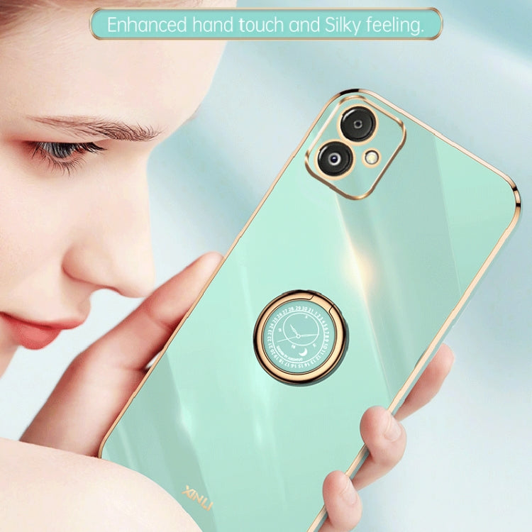 XINLI Straight Edge 6D Electroplate TPU Phone Case with Ring Holder, For Samsung Galaxy F14 5G, For Samsung Galaxy M14 5G, For Samsung Galaxy A04e 4G