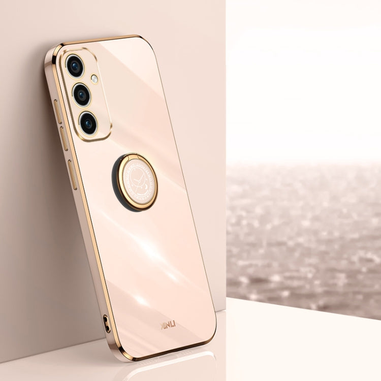 XINLI Straight Edge 6D Electroplate TPU Phone Case with Ring Holder, For Samsung Galaxy A15, For Samsung Galaxy A55, For Samsung Galaxy A35 5G, For Samsung Galaxy S24 Ultra 5G, For Samsung Galaxy S24+ 5G, For Samsung Galaxy S24 5G