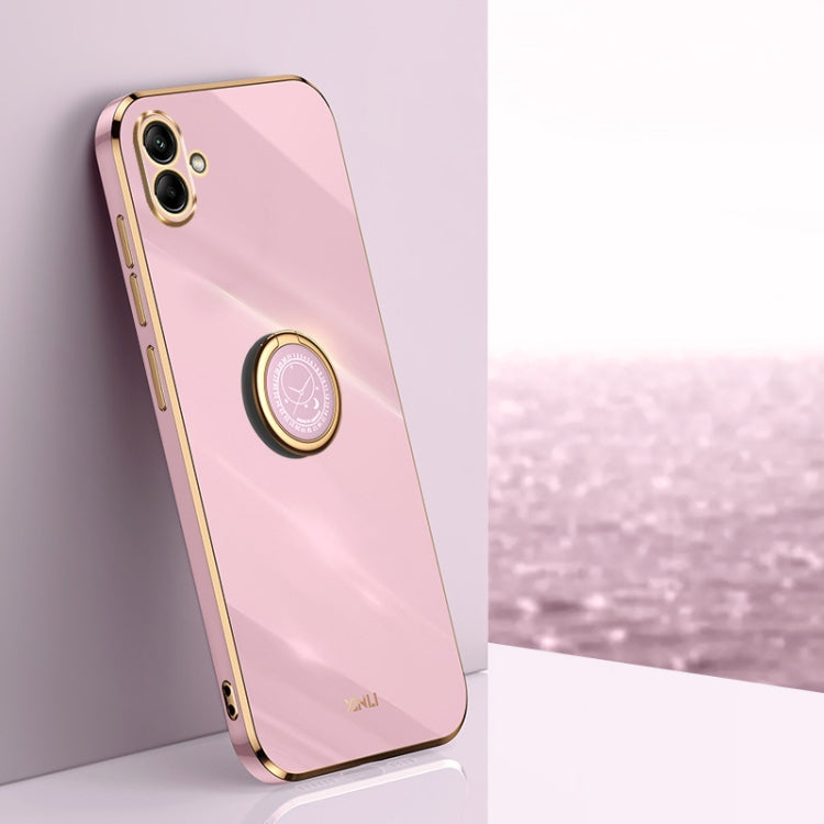 XINLI Straight Edge 6D Electroplate TPU Phone Case with Ring Holder, For Samsung Galaxy F14 5G, For Samsung Galaxy M14 5G, For Samsung Galaxy A04e 4G
