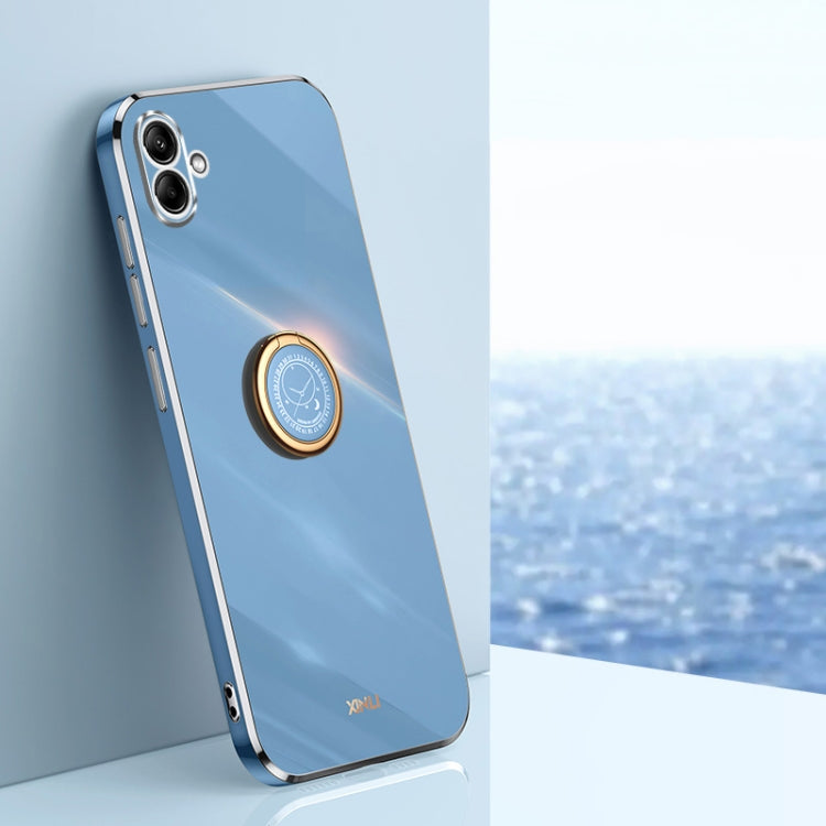 XINLI Straight Edge 6D Electroplate TPU Phone Case with Ring Holder, For Samsung Galaxy F14 5G, For Samsung Galaxy M14 5G, For Samsung Galaxy A04e 4G