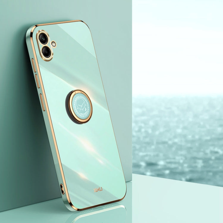 XINLI Straight Edge 6D Electroplate TPU Phone Case with Ring Holder, For Samsung Galaxy F14 5G, For Samsung Galaxy M14 5G, For Samsung Galaxy A04e 4G