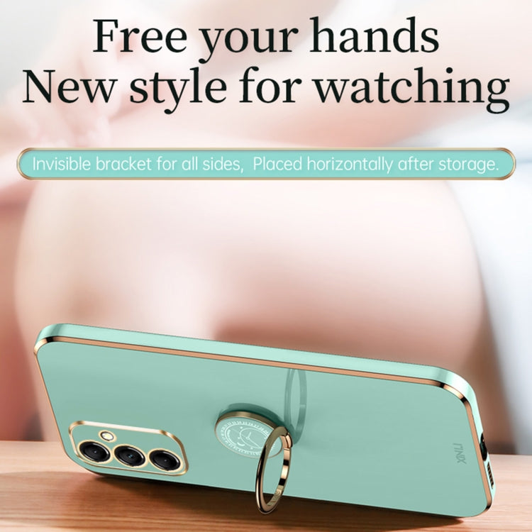 XINLI Straight Edge 6D Electroplate TPU Phone Case with Ring Holder, For Samsung Galaxy A15, For Samsung Galaxy A55, For Samsung Galaxy A35 5G, For Samsung Galaxy S24 Ultra 5G, For Samsung Galaxy S24+ 5G, For Samsung Galaxy S24 5G