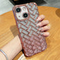 Woven Grid 3D Electroplating Laser Engraving Glitter Paper Phone Case, For iPhone 14, For iPhone 14 Pro, For iPhone 14 Pro Max, For iPhone 13 Pro Max, For iPhone 13 Pro, For iPhone 13, For iPhone 12, For iPhone 12 Pro Max