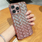 Woven Grid 3D Electroplating Laser Engraving Glitter Paper Phone Case, For iPhone 14, For iPhone 14 Pro, For iPhone 14 Pro Max, For iPhone 13 Pro Max, For iPhone 13 Pro, For iPhone 13, For iPhone 12, For iPhone 12 Pro Max