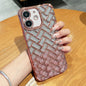 Woven Grid 3D Electroplating Laser Engraving Glitter Paper Phone Case, For iPhone 12 Pro, For iPhone 11