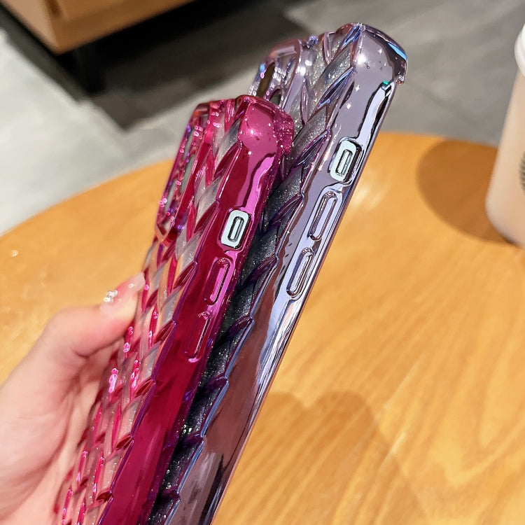 Woven Grid 3D Electroplating Laser Engraving Glitter Paper Phone Case, For iPhone 14, For iPhone 14 Pro, For iPhone 14 Pro Max, For iPhone 13 Pro Max, For iPhone 13 Pro, For iPhone 13, For iPhone 12, For iPhone 12 Pro Max