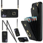 Rhombic Texture Card Bag Phone Case with Long Lanyard