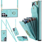 Rhombic Texture Card Bag Phone Case with Long Lanyard