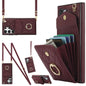 Rhombic Texture Card Bag Phone Case with Long Lanyard