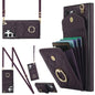 Rhombic Texture Card Bag Phone Case with Long Lanyard