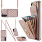 Rhombic Texture Card Bag Phone Case with Long Lanyard