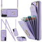 Rhombic Texture Card Bag Phone Case with Long Lanyard