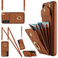 Rhombic Texture Card Bag Phone Case with Long Lanyard