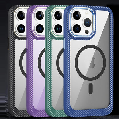 MagSafe Carbon Fiber Transparent Back Panel Phone Case