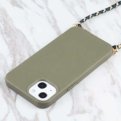 Wheat Straw TPU Shockproof Phone Case with Neck Lanyard