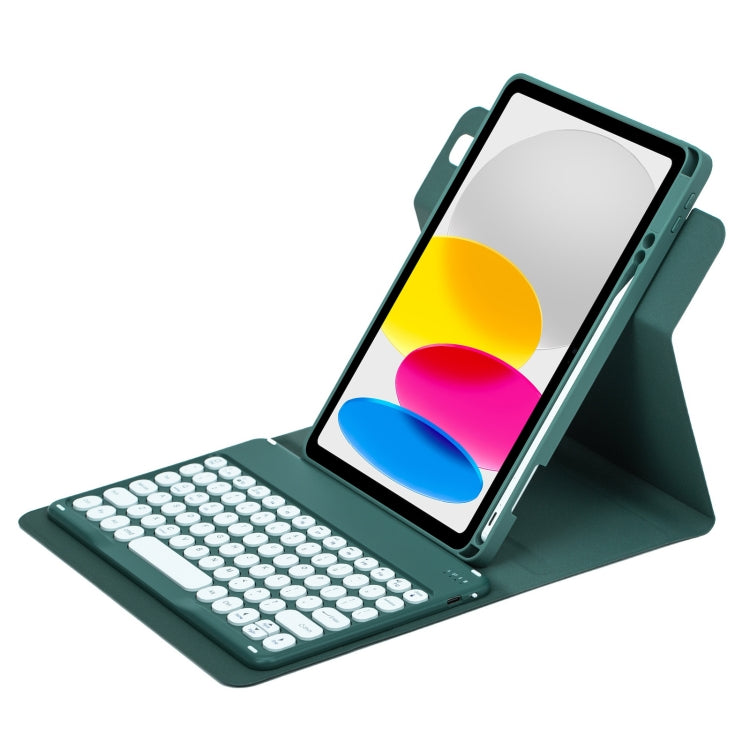 Round Button 360 Degree Rotatable Bluetooth Keyboard Leather Case