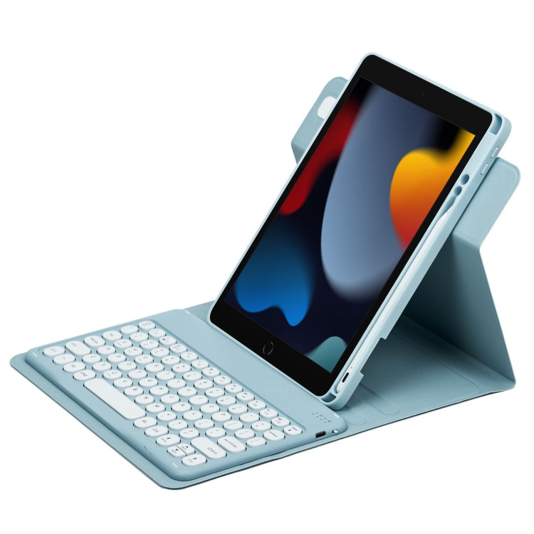 Round Button 360 Degree Rotatable Bluetooth Keyboard Leather Case