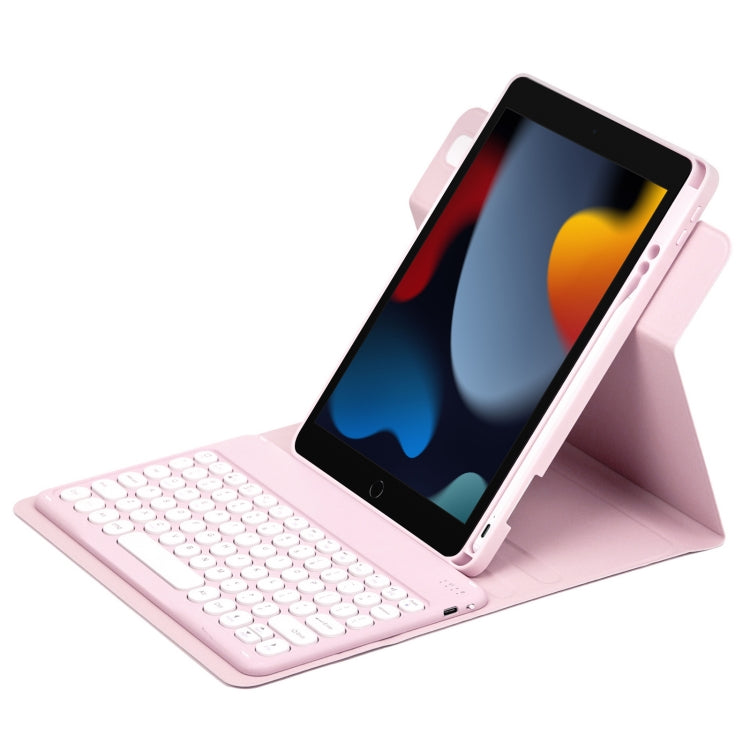 Round Button 360 Degree Rotatable Bluetooth Keyboard Leather Case