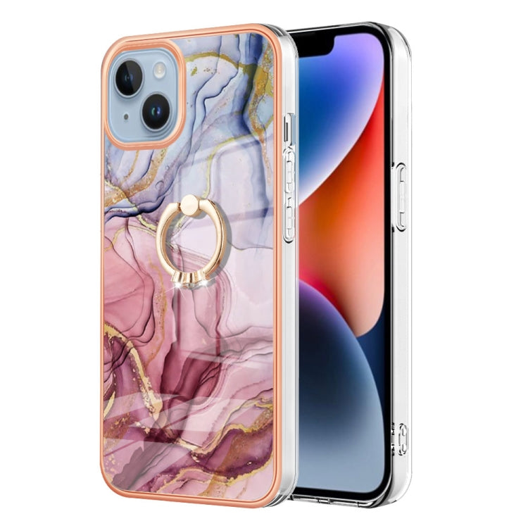 Electroplating Marble Dual-side IMD Phone Case with Ring