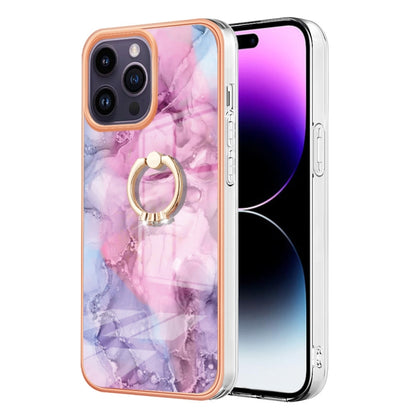 Electroplating Marble Dual-side IMD Phone Case with Ring