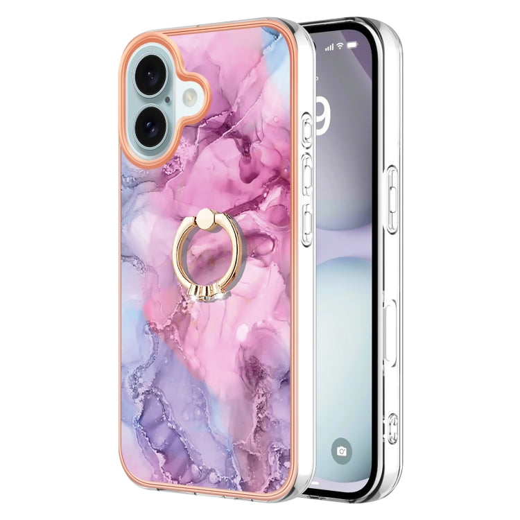 Electroplating Marble Dual-side IMD Phone Case with Ring