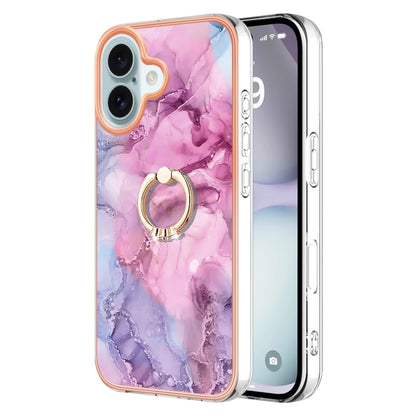 Electroplating Marble Dual-side IMD Phone Case with Ring