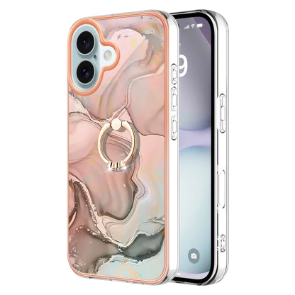 Electroplating Marble Dual-side IMD Phone Case with Ring