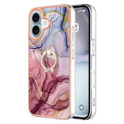 Electroplating Marble Dual-side IMD Phone Case with Ring