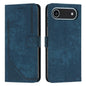 Skin Feel Stripe Pattern Leather Phone Case with Lanyard