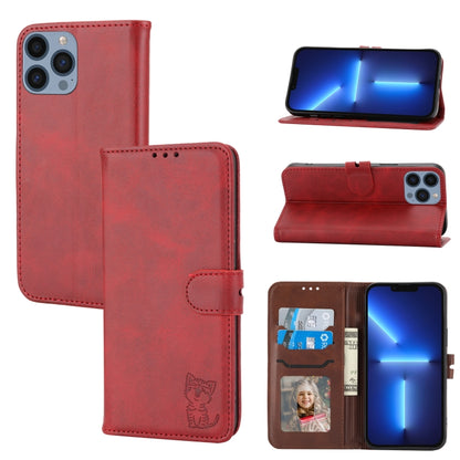 Embossed Happy Cat Pattern Flip Leather Phone Case